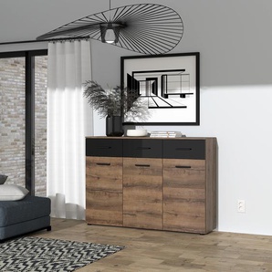 Kommode Oliver 135 x 94 x 34cm Schwarz/Braun