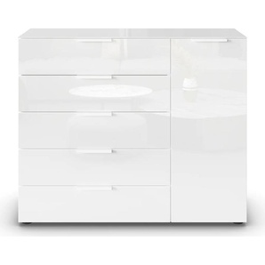 Kommode RAUCH Flipp Sideboards Gr. B/H/T: 120 cm x 99 cm x 42 cm, 5, weiß (alpinweiß, glas kristallweiß) Kommode