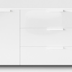 Kommode RAUCH Flipp Sideboards Gr. B/H/T: 160 cm x 61 cm x 42 cm, 3, weiß (alpinweiß, glas kristallweiß) Kommode