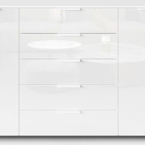 Kommode RAUCH Flipp Sideboards Gr. B/H/T: 180 cm x 100 cm x 42 cm, 5, weiß (alpinweiß, glas kristallweiß) Kommode
