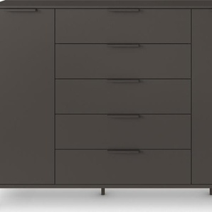 Kommode RAUCH Flipp Sideboards Gr. B/H/T: 200 cm x 111 cm x 42 cm, 5, grau (graphit) Kommode 3-türig mit 5 Schubladen und Soft-Close-Funktion