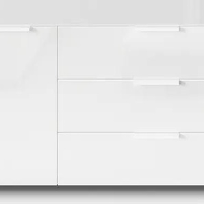 Kommode RAUCH Flipp Sideboards Gr. B/H/T: 200 cm x 60 cm x 42 cm, 3, weiß (alpinweiß, glas kristallweiß) Kommode 3-türig, 3 Schubladen, Soft-Close-Funktion, Oberboden und Front Glas