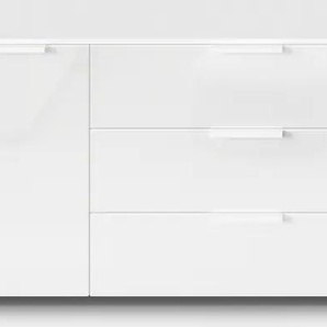 Kommode RAUCH Flipp Sideboards Gr. B/H/T: 200 cm x 61 cm x 42 cm, 3, weiß (alpinweiß, glas kristallweiß) Kommode 3-türig mit 3 Schubladen und Soft-Close-Funktion sowie Glasfront