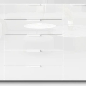 Kommode RAUCH Flipp Sideboards Gr. B/H/T: 200 cm x 99 cm x 42 cm, 5, weiß (alpinweiß, glas kristallweiß) Kommode