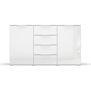 Kommode RAUCH Koluna Sideboards Gr. B/H/T: 140 cm x 81,0 cm x 42,0 cm, 4, weiß (weiß, glas kristallweiß) Kommode mit Glasfront, 4 Schubkästen, inkl. 3er-Set Filzboxen