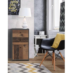 Kommode Rison I 40 x 77 x 30cm Braun/Grau/Dunkelgrau/Altholz Dekor