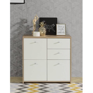 Kommode Rison III 77 x 77 x 30cm Weiß/Eiche Artisan Dekor/Weiß