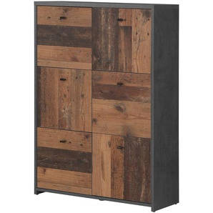 Kommode Rison V 77 x 113 x 30cm Braun/Grau/Dunkelgrau/Altholz Dekor