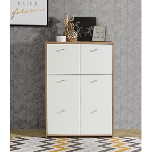 Kommode Rison V 77 x 113 x 30cm Weiß/Eiche Artisan Dekor/Weiß