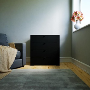 Kommode Schwarz - Design-Lowboard: Schubladen in Schwarz - Hochwertige Materialien - 77 x 81 x 34 cm, Selbst zusammenstellen