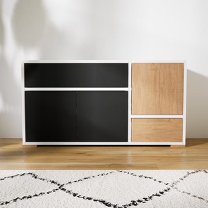 Kommode Schwarz - Lowboard: Schubladen in Eiche & Türen in Schwarz - Hochwertige Materialien - 115 x 62 x 34 cm, konfigurierbar