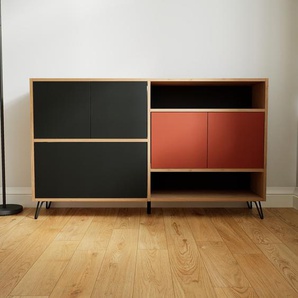 Kommode Schwarz - Lowboard: Schubladen in Schwarz & Türen in Schwarz - Hochwertige Materialien - 151 x 91 x 34 cm, konfigurierbar