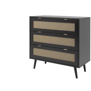 Kommode - schwarz - Materialmix - 80 cm - 80 cm - cm 40,0 | Möbel Kraft