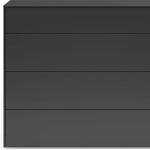 Kommode SET ONE BY MUSTERRING Riverside Sideboards Gr. B/H/T: 121 cm x 97 cm x 42 cm, 4, schwarz (vulkanschwarz supermatt) Kommode Grifflos mit Push to Open Funktion, In 2 Farben erhältlich