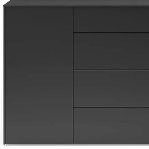 Kommode SET ONE BY MUSTERRING Riverside Sideboards Gr. B/H/T: 131 cm x 97 cm x 42 cm, 4, schwarz (vulkanschwarz supermatt) Kommode Grifflos mit Push to Open Funktion, In 2 Farben erhältlich