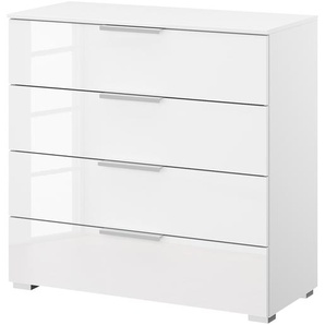 Kommode x4 80cm Weiß/Hochglanz Weiß/Alpinweiß Aluminium