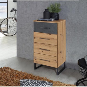 Kommode I 47 x 92 x 42cm Braun/Eiche Artisan Dekor/Anthrazit