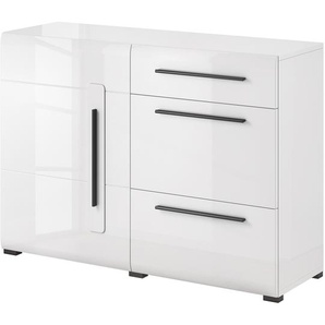 Kommode 120 x 86 x 39cm Weiß/Hochglanz Weiß