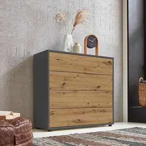 Kommode mit Schubladen 79 x 73 x 33cm Braun/Grau/Eiche Artisan Dekor/Anthrazit