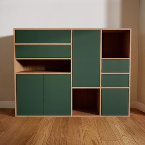 Kommode Waldgrün - Lowboard: Schubladen in Waldgrün & Türen in Waldgrün - Hochwertige Materialien - 154 x 117 x 47 cm, konfigurierbar