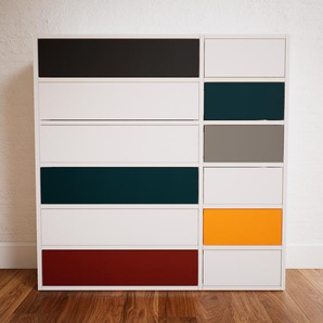 Kommode Weiß - Design-Lowboard: Schubladen in Weiß - Hochwertige Materialien - 115 x 118 x 34 cm, Selbst zusammenstellen