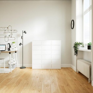 Kommode Weiß - Design-Lowboard: Schubladen in Weiß - Hochwertige Materialien - 118 x 118 x 34 cm, Selbst zusammenstellen