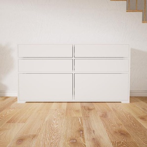 Kommode Weiß - Design-Lowboard: Schubladen in Weiß - Hochwertige Materialien - 151 x 81 x 47 cm, Selbst zusammenstellen