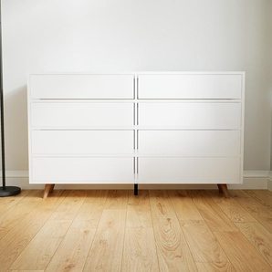 Kommode Weiß - Design-Lowboard: Schubladen in Weiß - Hochwertige Materialien - 151 x 91 x 34 cm, Selbst zusammenstellen