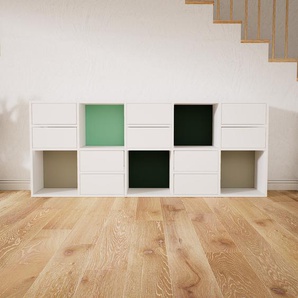 Kommode Weiß - Design-Lowboard: Schubladen in Weiß - Hochwertige Materialien - 195 x 79 x 34 cm, Selbst zusammenstellen