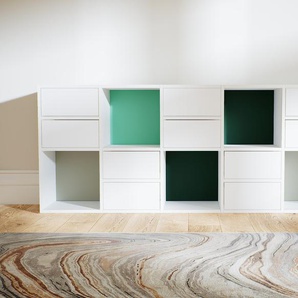 Kommode Weiß - Design-Lowboard: Schubladen in Weiß - Hochwertige Materialien - 195 x 79 x 34 cm, Selbst zusammenstellen