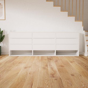Kommode Weiß - Design-Lowboard: Schubladen in Weiß - Hochwertige Materialien - 226 x 79 x 34 cm, Selbst zusammenstellen