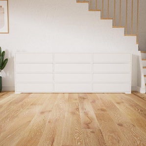 Kommode Weiß - Design-Lowboard: Schubladen in Weiß - Hochwertige Materialien - 226 x 81 x 34 cm, Selbst zusammenstellen