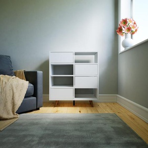 Kommode Weiß - Design-Lowboard: Schubladen in Weiß - Hochwertige Materialien - 79 x 91 x 34 cm, Selbst zusammenstellen