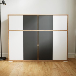 Kommode Weiß - Design-Lowboard: Türen in Graphitgrau - Hochwertige Materialien - 151 x 119 x 34 cm, Selbst zusammenstellen