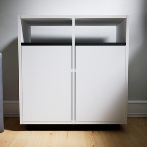 Kommode Weiß - Design-Lowboard: Türen in Weiß - Hochwertige Materialien - 79 x 85 x 34 cm, Selbst zusammenstellen