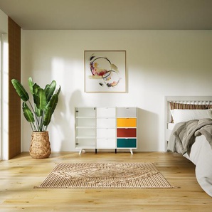 Kommode Weiß - Lowboard: Schubladen in Weiß & Türen in Kristallglas klar - Hochwertige Materialien - 118 x 91 x 37 cm, konfigurierbar
