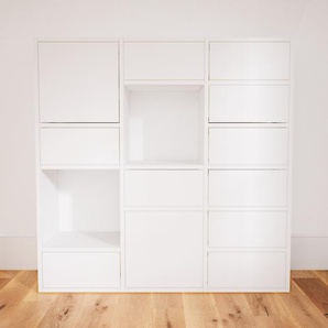 Kommode Weiß - Lowboard: Schubladen in Weiß & Türen in Weiß - Hochwertige Materialien - 118 x 118 x 34 cm, konfigurierbar