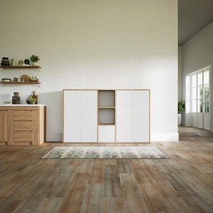 Kommode Weiß - Lowboard: Schubladen in Weiß & Türen in Weiß - Hochwertige Materialien - 190 x 118 x 34 cm, konfigurierbar