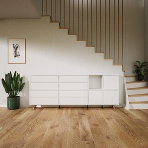 Kommode Weiß - Lowboard: Schubladen in Weiß & Türen in Weiß - Hochwertige Materialien - 228 x 91 x 34 cm, konfigurierbar