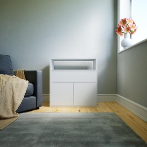 Kommode Weiß - Lowboard: Schubladen in Weiß & Türen in Weiß - Hochwertige Materialien - 77 x 79 x 34 cm, konfigurierbar