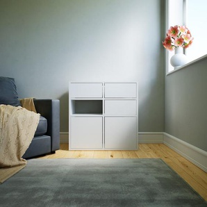 Kommode Weiß - Lowboard: Schubladen in Weiß & Türen in Weiß - Hochwertige Materialien - 79 x 79 x 34 cm, konfigurierbar