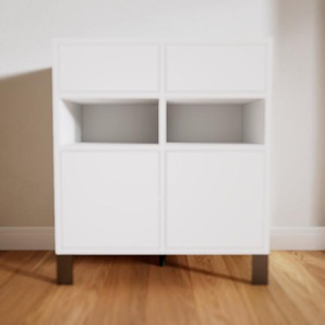 Kommode Weiß - Lowboard: Schubladen in Weiß & Türen in Weiß - Hochwertige Materialien - 79 x 91 x 53 cm, konfigurierbar