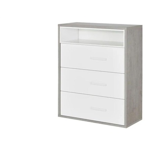 Kommode - weiß - Materialmix - 90 cm - 112,7 cm - cm 40,0 | Möbel Kraft