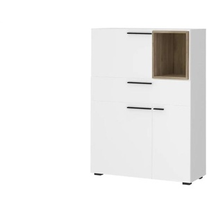 Kommode - weiß - Materialmix - 90 cm - 127,9 cm - cm 41,6 | Möbel Kraft