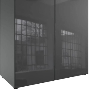 Kommode WIMEX Level36 black C by fresh to go Sideboards Gr. B/H/T: 81 cm x 92 cm x 41 cm, grau (graphit, glas grey) Kommode mit Glaselementen auf der Front, soft-close Funktion, 81cm breit