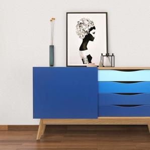 Kommode WOODMAN Sideboards Gr. B/H/T: 128 cm x 71 cm x 42 cm, 4, blau (blau verschiedene töne) Kommode im skandinavischen Design