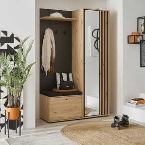 Kompaktgarderobe 114 x 197 x 40cm Schwarz