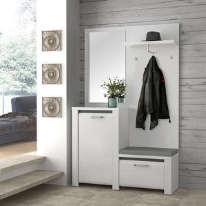Kompaktgarderobe Boneo 125 x 200 x 42cm Weiß