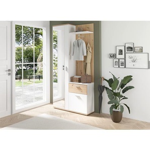 Kompaktgarderobe 97 x 195 x 30cm Braun/Eiche Artisan Dekor/Weiß