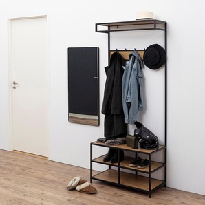 Kompaktgarderobe 77 x 185 x 40cm Braun